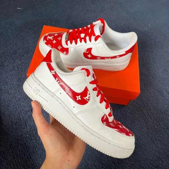 Custom red LV Nike Air Force 1s - Picture 1 of 4